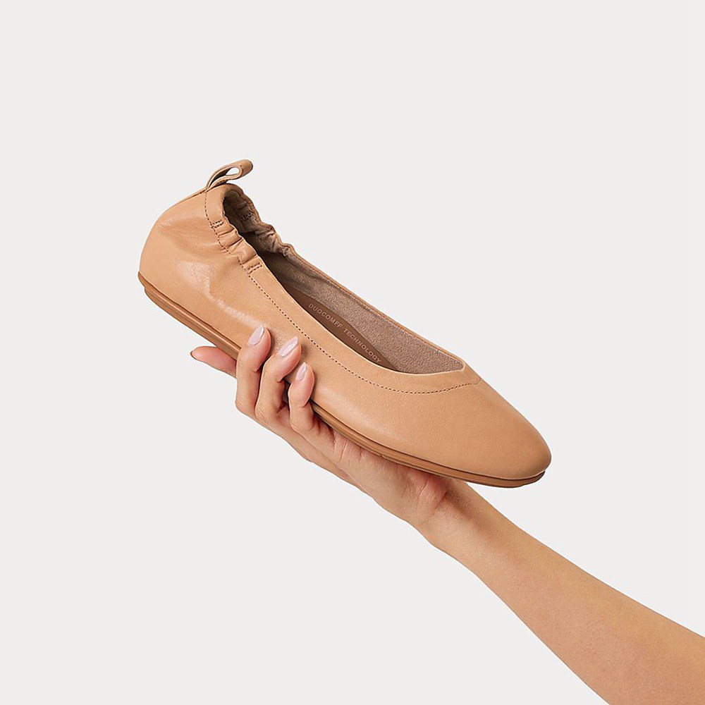 Fitflop Womens Ballet Flats Brown - Allegro Soft Leather - 64NUHPWTI